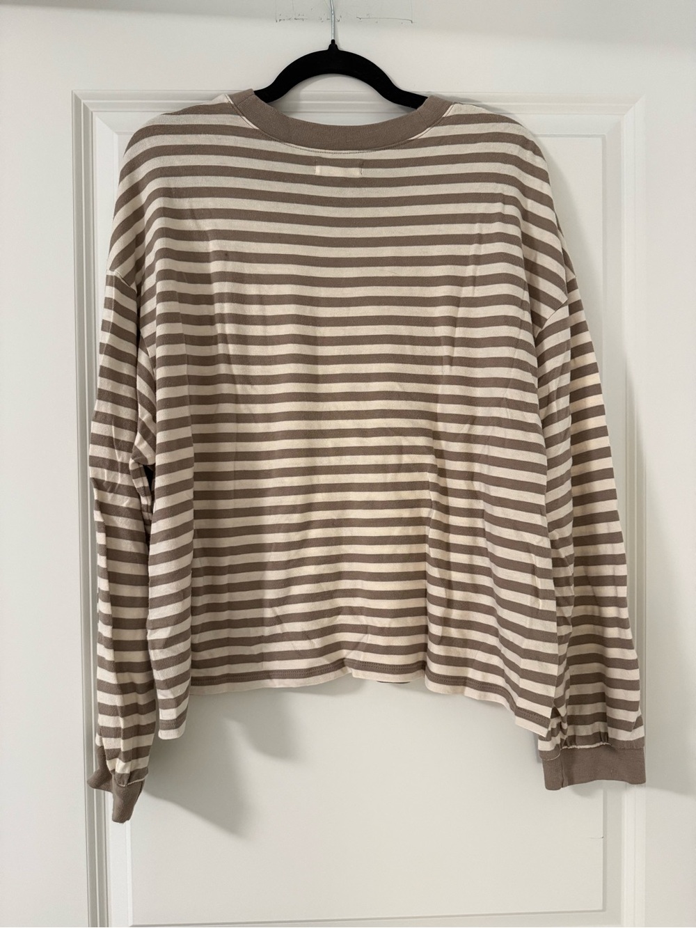 Madewell Beige and Cream Striped Long Sleeve Tee - Picture 2 of 4